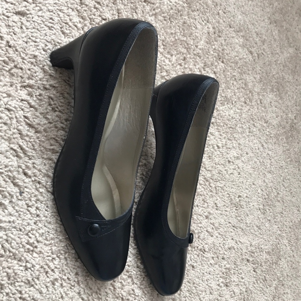Black leather heels